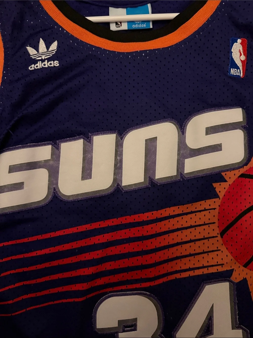 adidas Phoenix Suns Purple and Orange #34 Kids Basketball Jersey